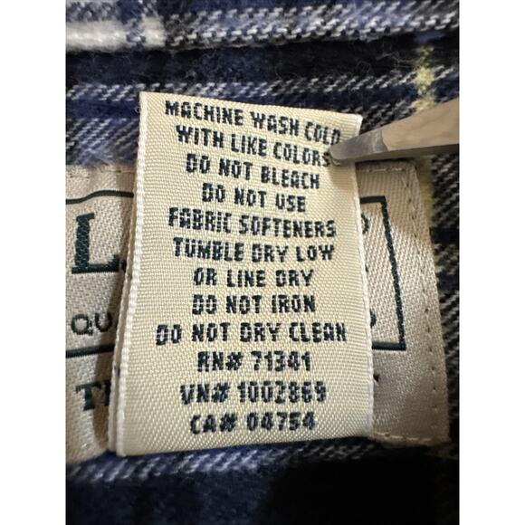 LL Bean Men’s 2XL Traditional Fit Cotton Flannel Plaid Shirt Tartan Blue - Picture 5 of 7